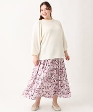 OLHEV13129 eur3(エウルキューブ) 【大きいサイズ】【ロンシャン オールドコレクション】フラワープリントスカート ピンク(03)