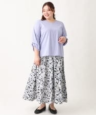 OLHEV13129 eur3(エウルキューブ) 【大きいサイズ】【ロンシャン オールドコレクション】フラワープリントスカート ブラック(94)