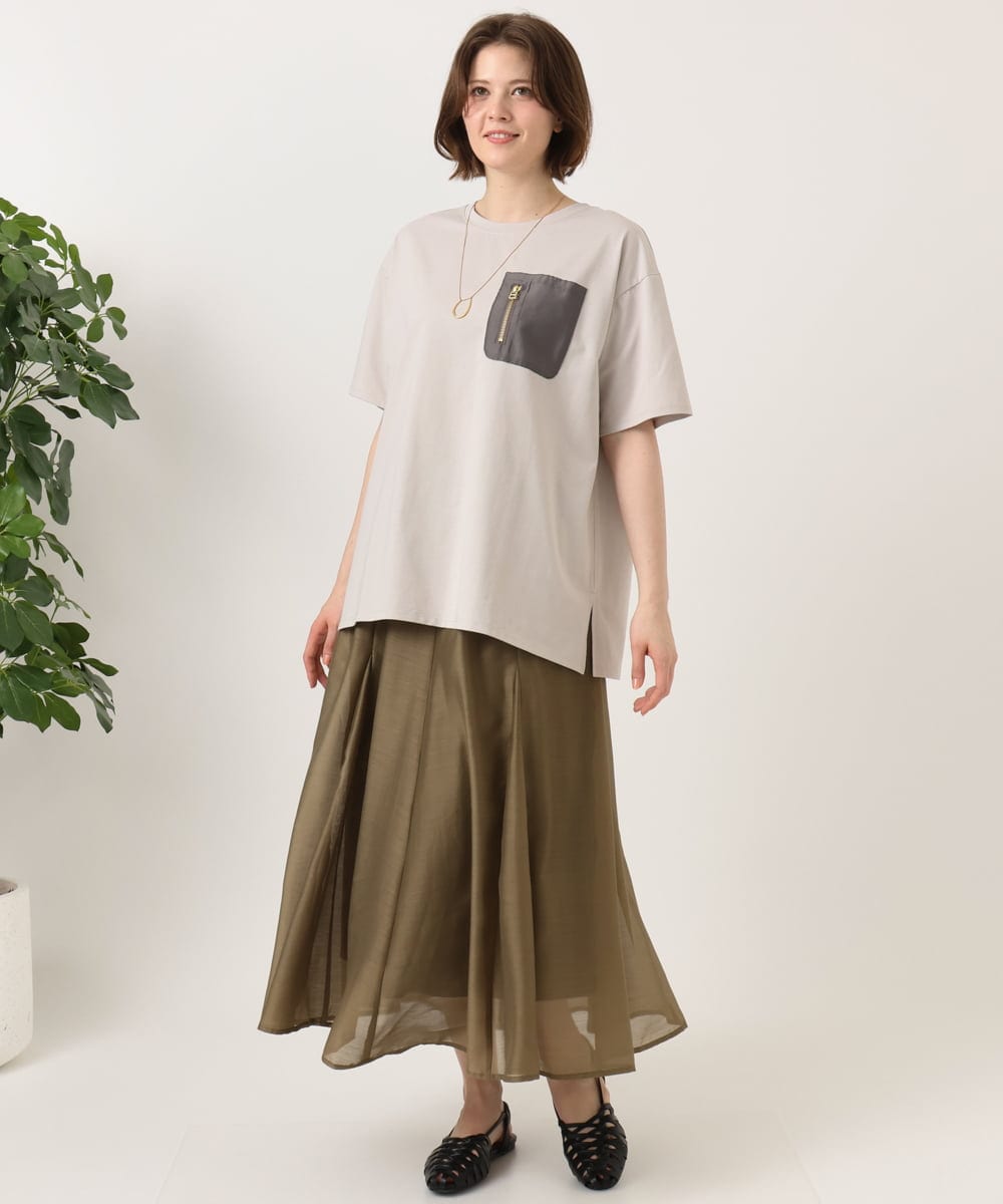 OLHGD06119 eur3(エウルキューブ) 【大きいサイズ】シア―エステルスカート カーキ