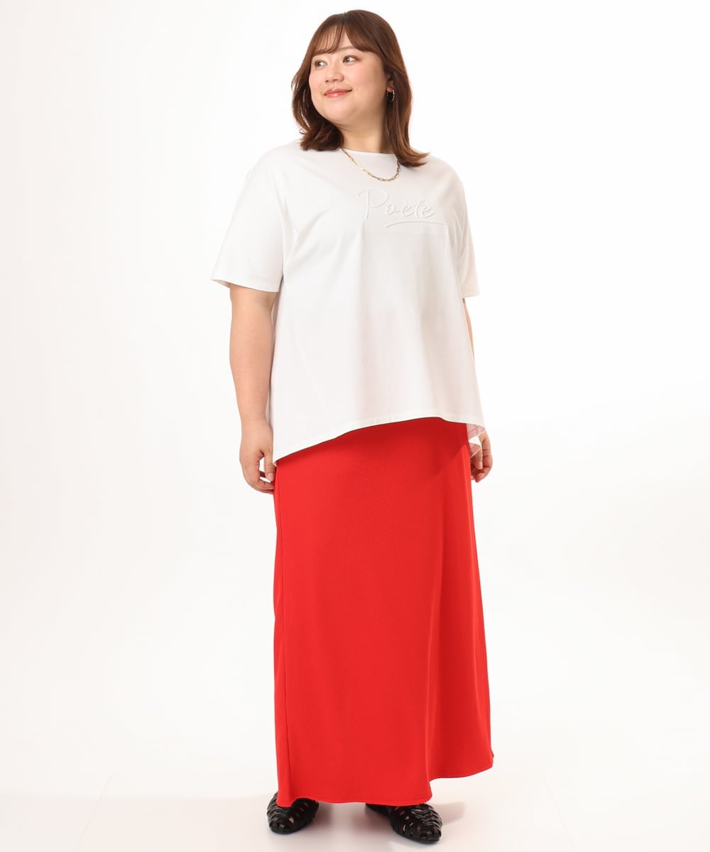 OLHGD10089 eur3(エウルキューブ) 【大きいサイズ】リブカットタイトスカート レッド