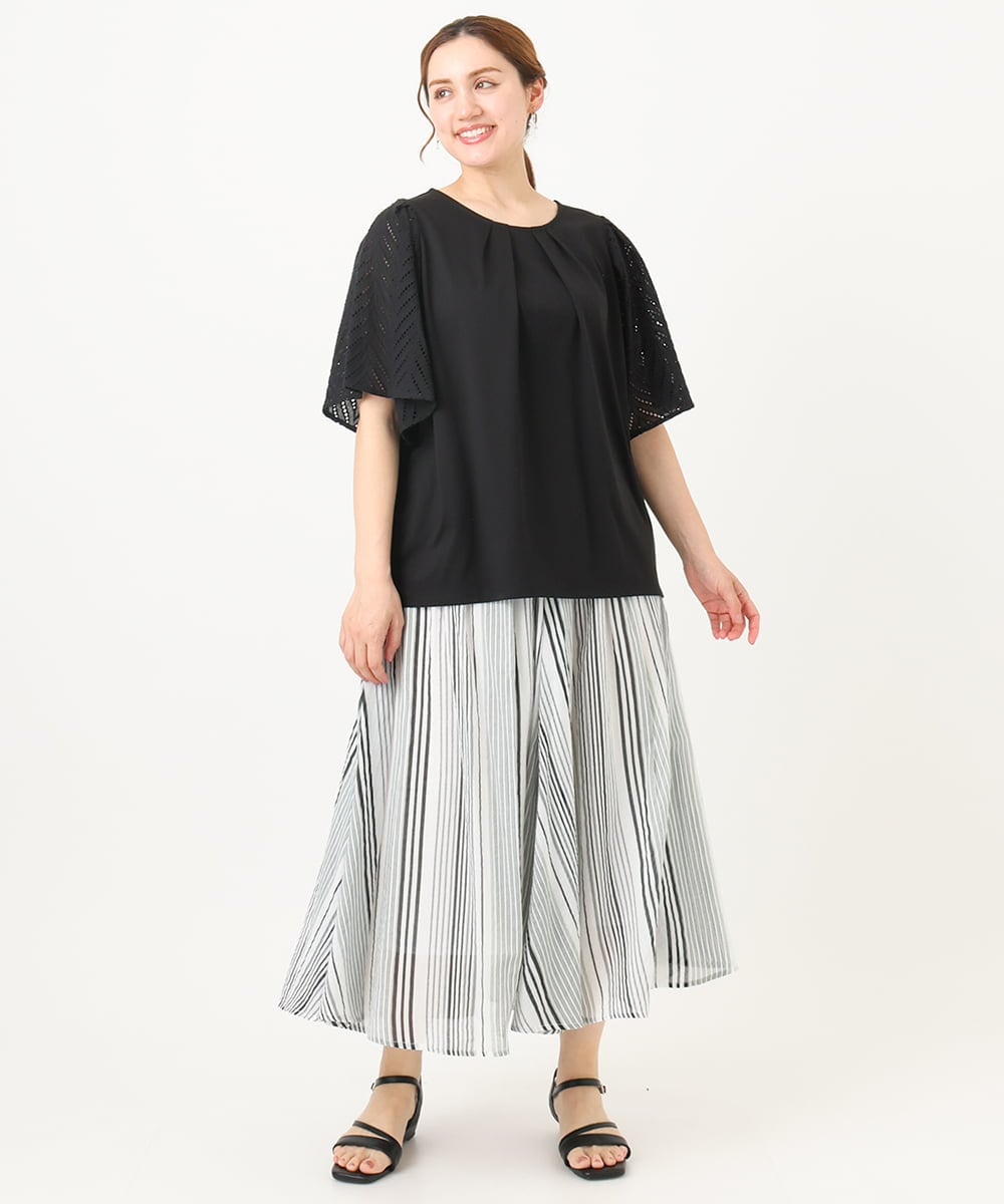 OLHHA03099 eur3(エウルキューブ) 【大きいサイズ】コットンボイルサマースカート ブラック(94)