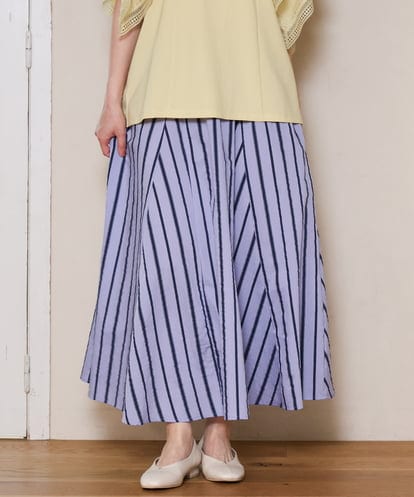 OLHHD08119 eur3 【大きいサイズ】ドビーストライプフレアスカート