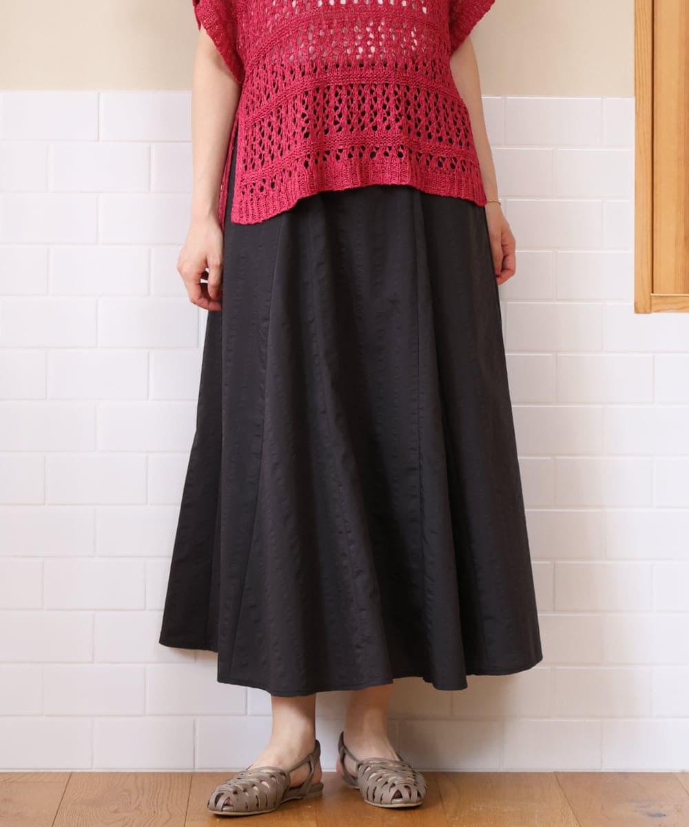 OLHHD08119 eur3 【大きいサイズ】ドビーストライプフレアスカート