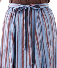 OLHHV16089 eur3(エウルキューブ) 【大きいサイズ/洗える/a.v.v×eur3】ドビーストライプフレアスカート ブルー(55)