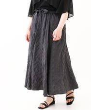 OLHHV16089 eur3(エウルキューブ) 【大きいサイズ/洗える/a.v.v×eur3】ドビーストライプフレアスカート ダークグレー(93)