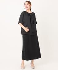 OLHIA14109 eur3(エウルキューブ) 【大きいサイズ】カットジョーゼットナロースカート ブラック(94)