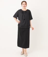 OLHIA14109 eur3(エウルキューブ) 【大きいサイズ】カットジョーゼットナロースカート ブラック(94)