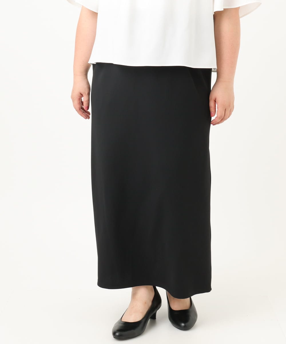 OLHIA14109 eur3(エウルキューブ) 【大きいサイズ】カットジョーゼットナロースカート ブラック(94)