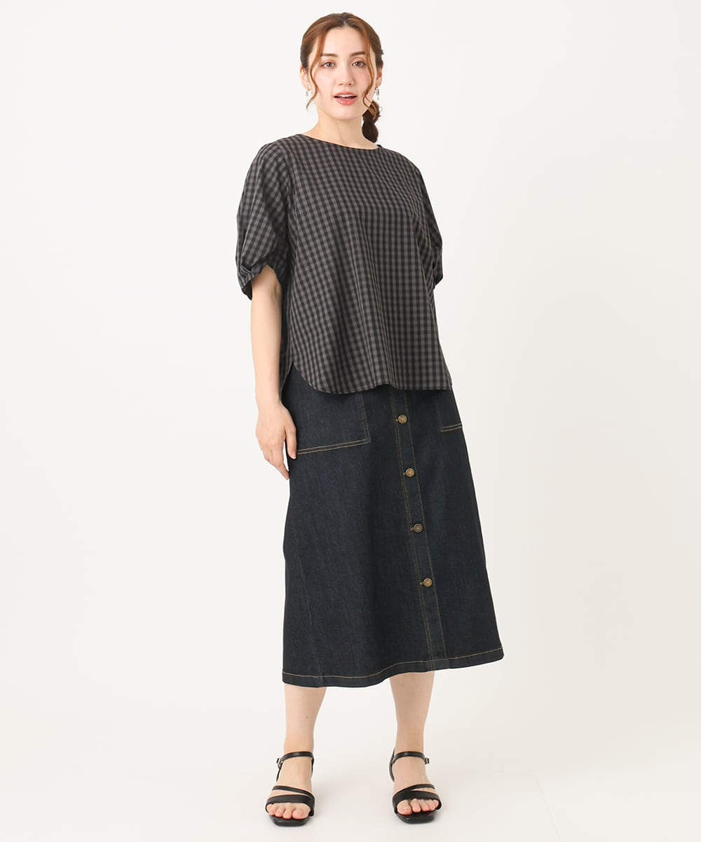 OLHIA15109 eur3(エウルキューブ) 【大きいサイズ】フロントボタンタイトスカート ネイビー(57)