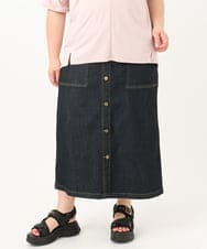OLHIA15109 eur3(エウルキューブ) 【大きいサイズ】フロントボタンタイトスカート ネイビー(57)