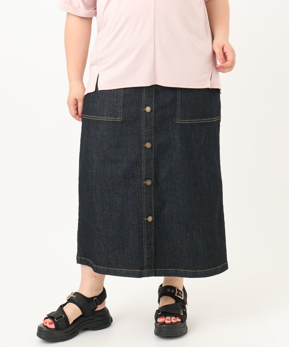 OLHIA15109 eur3(エウルキューブ) 【大きいサイズ】フロントボタンタイトスカート ネイビー(57)
