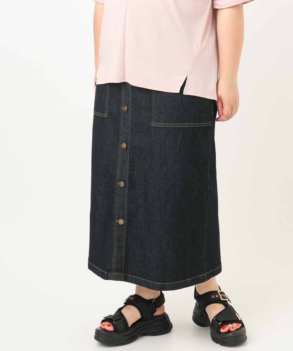 OLHIA15109 eur3(エウルキューブ) 【大きいサイズ】フロントボタンタイトスカート ネイビー(57)