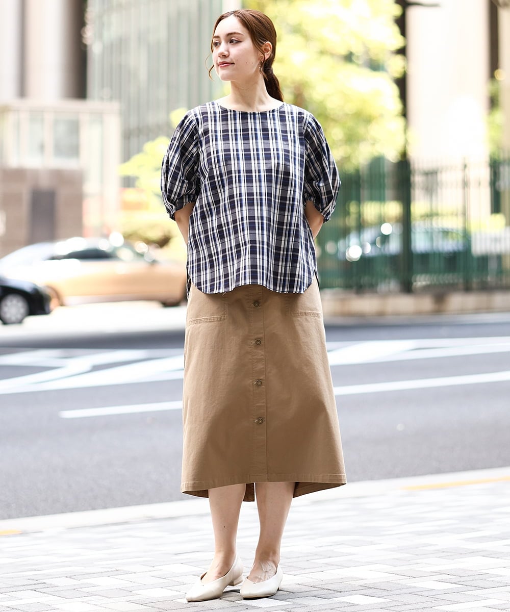 OLHIA15109 eur3(エウルキューブ) 【大きいサイズ】フロントボタンタイトスカート ベージュ(82)