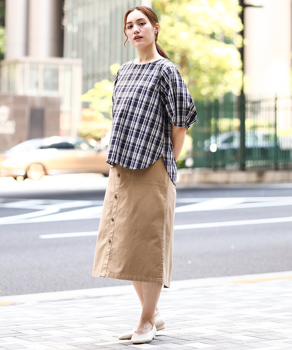 OLHIA15109 eur3(エウルキューブ) 【大きいサイズ】フロントボタンタイトスカート ベージュ(82)