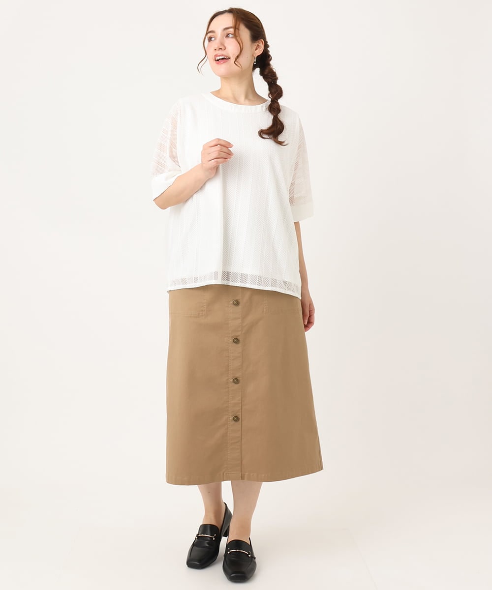 OLHIA15109 eur3(エウルキューブ) 【大きいサイズ】フロントボタンタイトスカート ベージュ(82)