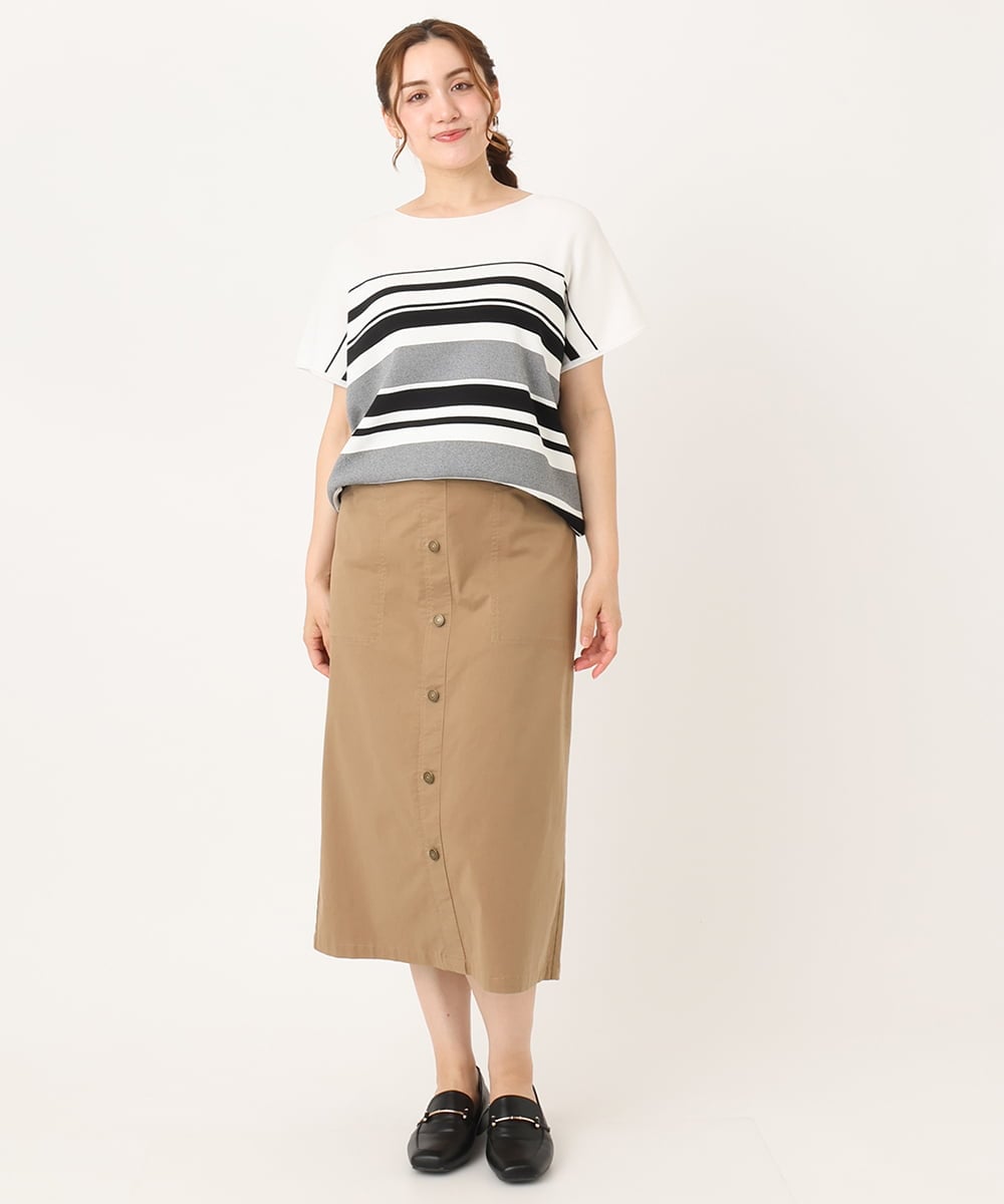 OLHIA15109 eur3(エウルキューブ) 【大きいサイズ】フロントボタンタイトスカート ベージュ(82)