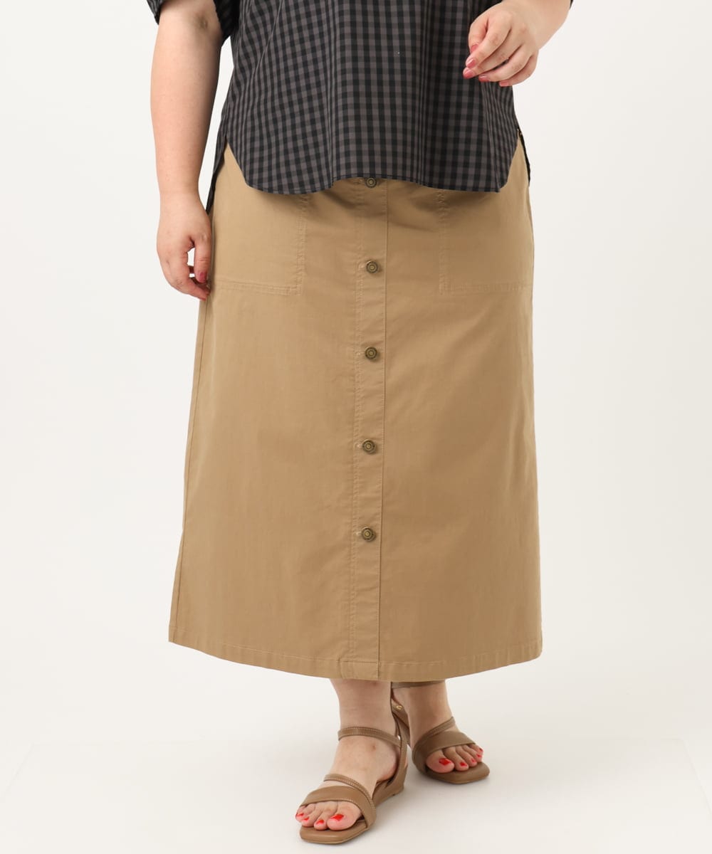 OLHIA15109 eur3(エウルキューブ) 【大きいサイズ】フロントボタンタイトスカート ベージュ(82)