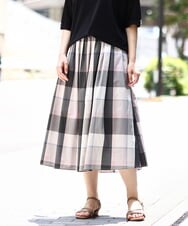 OLHIA17089 eur3(エウルキューブ) 【大きいサイズ/a.v.v×eur3】ビックチェックタフタスカート ピンク(03)