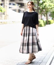 OLHIA17089 eur3(エウルキューブ) 【大きいサイズ/a.v.v×eur3】ビックチェックタフタスカート ピンク(03)
