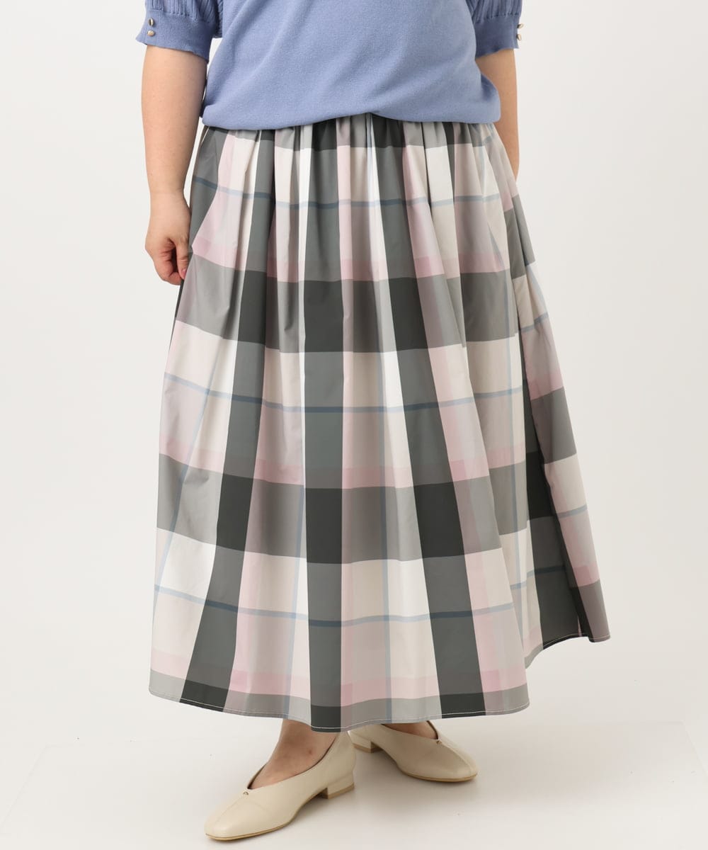 OLHIA17089 eur3(エウルキューブ) 【大きいサイズ/a.v.v×eur3】ビックチェックタフタスカート ピンク(03)