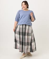 OLHIA17089 eur3(エウルキューブ) 【大きいサイズ/a.v.v×eur3】ビックチェックタフタスカート ピンク(03)