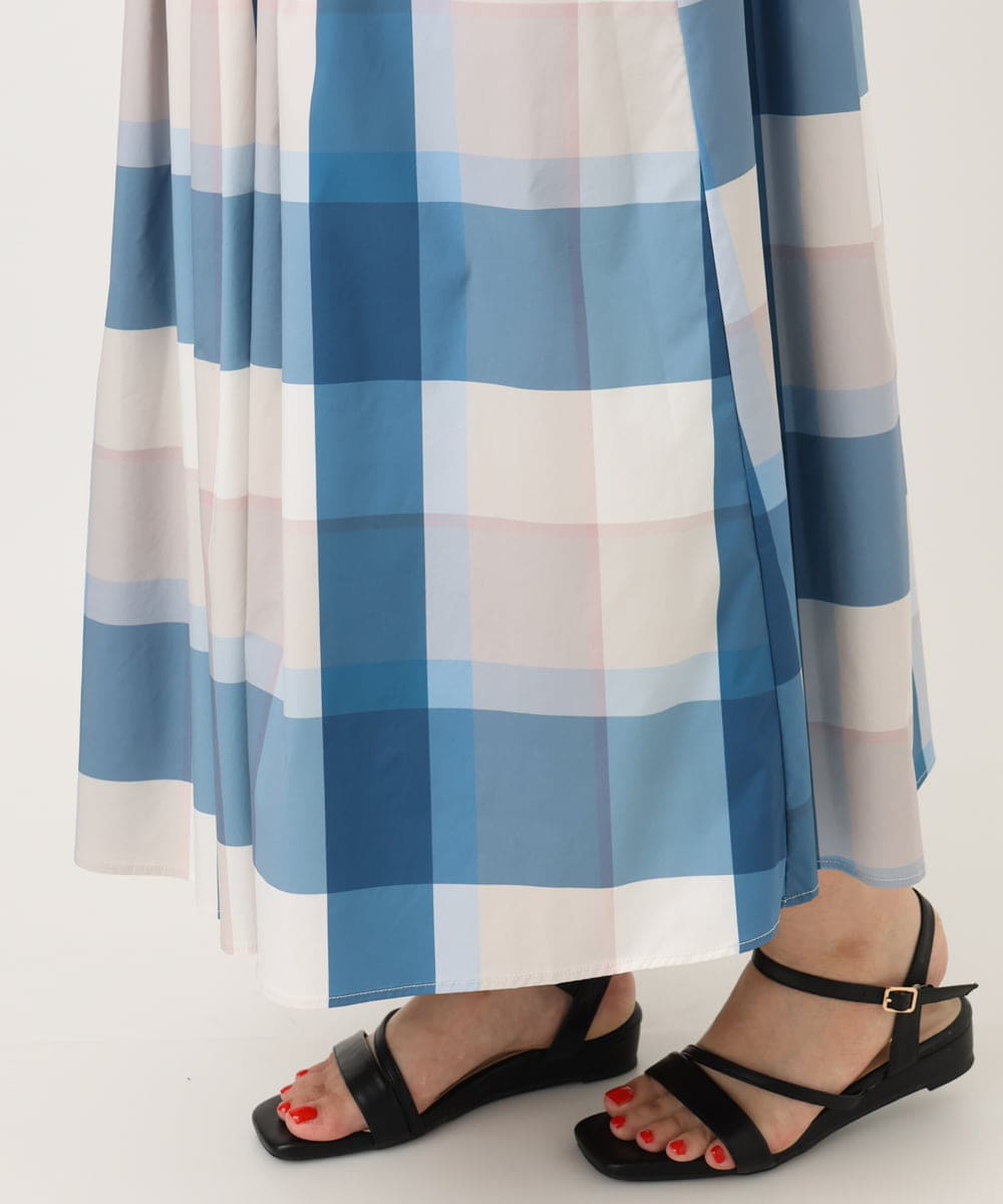 OLHIA17089 eur3(エウルキューブ) 【大きいサイズ/a.v.v×eur3】ビックチェックタフタスカート ブルー(55)