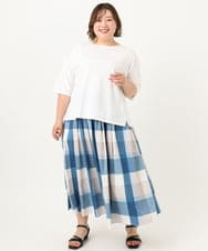OLHIA17089 eur3(エウルキューブ) 【大きいサイズ/a.v.v×eur3】ビックチェックタフタスカート ブルー(55)