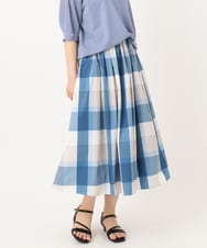 OLHIA17089 eur3(エウルキューブ) 【大きいサイズ/a.v.v×eur3】ビックチェックタフタスカート ブルー(55)