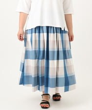 OLHIA17089 eur3(エウルキューブ) 【大きいサイズ/a.v.v×eur3】ビックチェックタフタスカート ブルー(55)