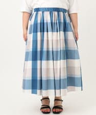 OLHIA17089 eur3(エウルキューブ) 【大きいサイズ/a.v.v×eur3】ビックチェックタフタスカート ブルー(55)
