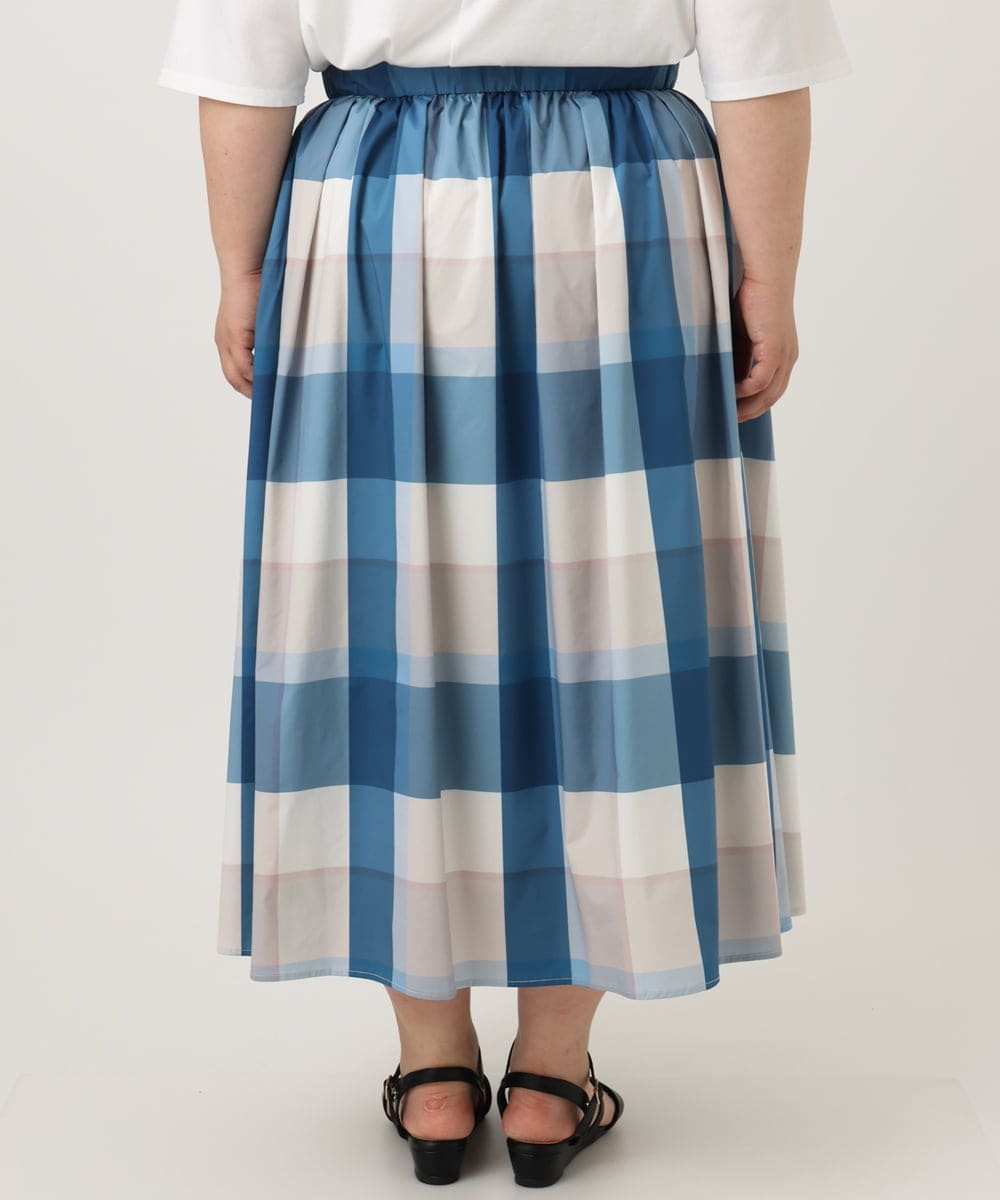 OLHIA17089 eur3(エウルキューブ) 【大きいサイズ/a.v.v×eur3】ビックチェックタフタスカート ブルー(55)