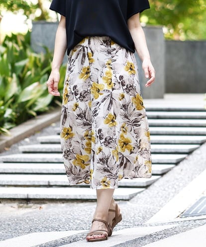 OLHIA18119 eur3 【大きいサイズ】フラワーフレアスカート