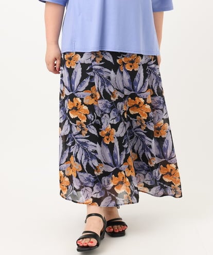 OLHIA18119 eur3 【大きいサイズ】フラワーフレアスカート