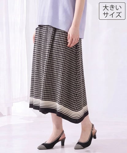 OLHID09119 eur3 【大きいサイズ】スカーフプリントイレヘムスカート