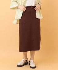 OLHIS18090 eur3(エウルキューブ) 【大きいサイズ】カットジョーゼットタイトスカート ダークブラウン(87)