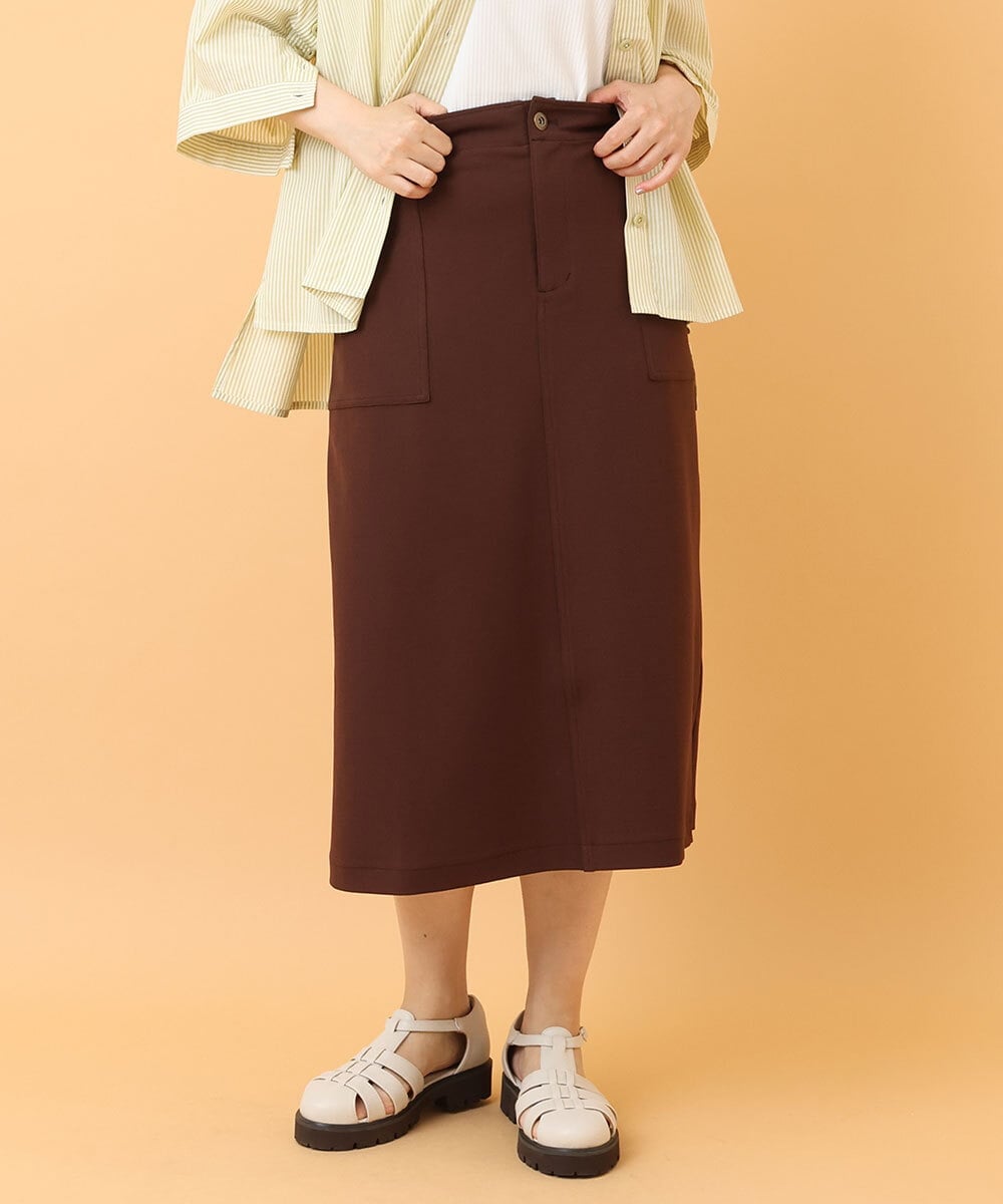 OLHIS18090 eur3(エウルキューブ) 【大きいサイズ】カットジョーゼットタイトスカート ダークブラウン(87)