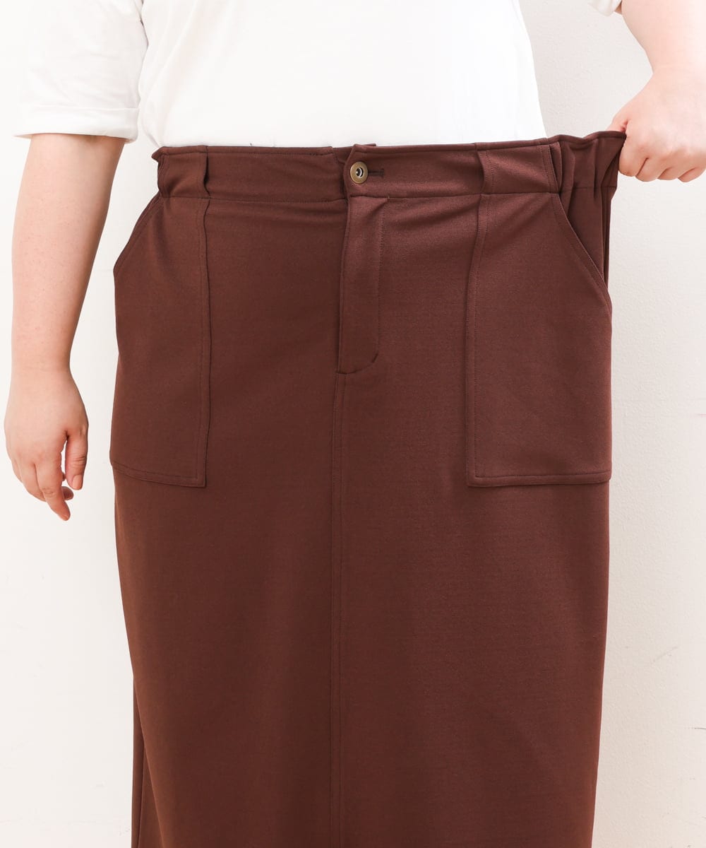OLHIS18090 eur3(エウルキューブ) 【大きいサイズ】カットジョーゼットタイトスカート ダークブラウン(87)