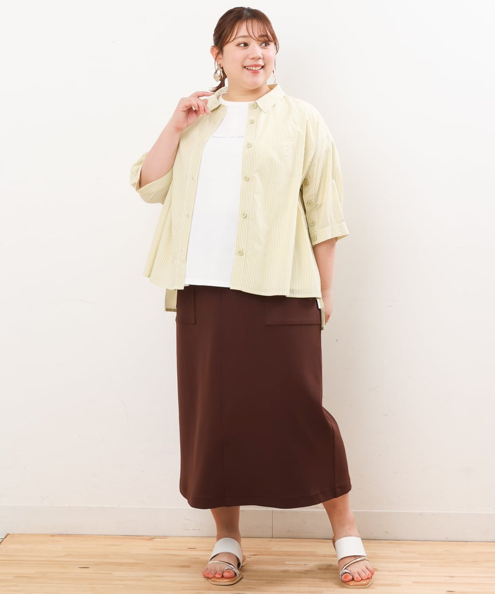 OLHIS18090 eur3(エウルキューブ) 【大きいサイズ】カットジョーゼットタイトスカート ダークブラウン(87)