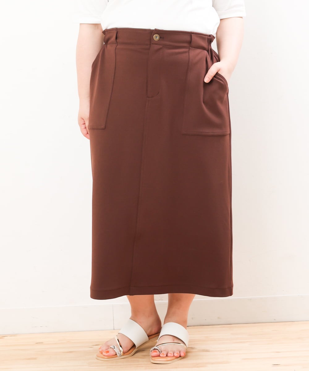 OLHIS18090 eur3(エウルキューブ) 【大きいサイズ】カットジョーゼットタイトスカート ダークブラウン(87)