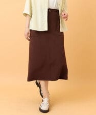 OLHIS18090 eur3(エウルキューブ) 【大きいサイズ】カットジョーゼットタイトスカート ダークブラウン(87)