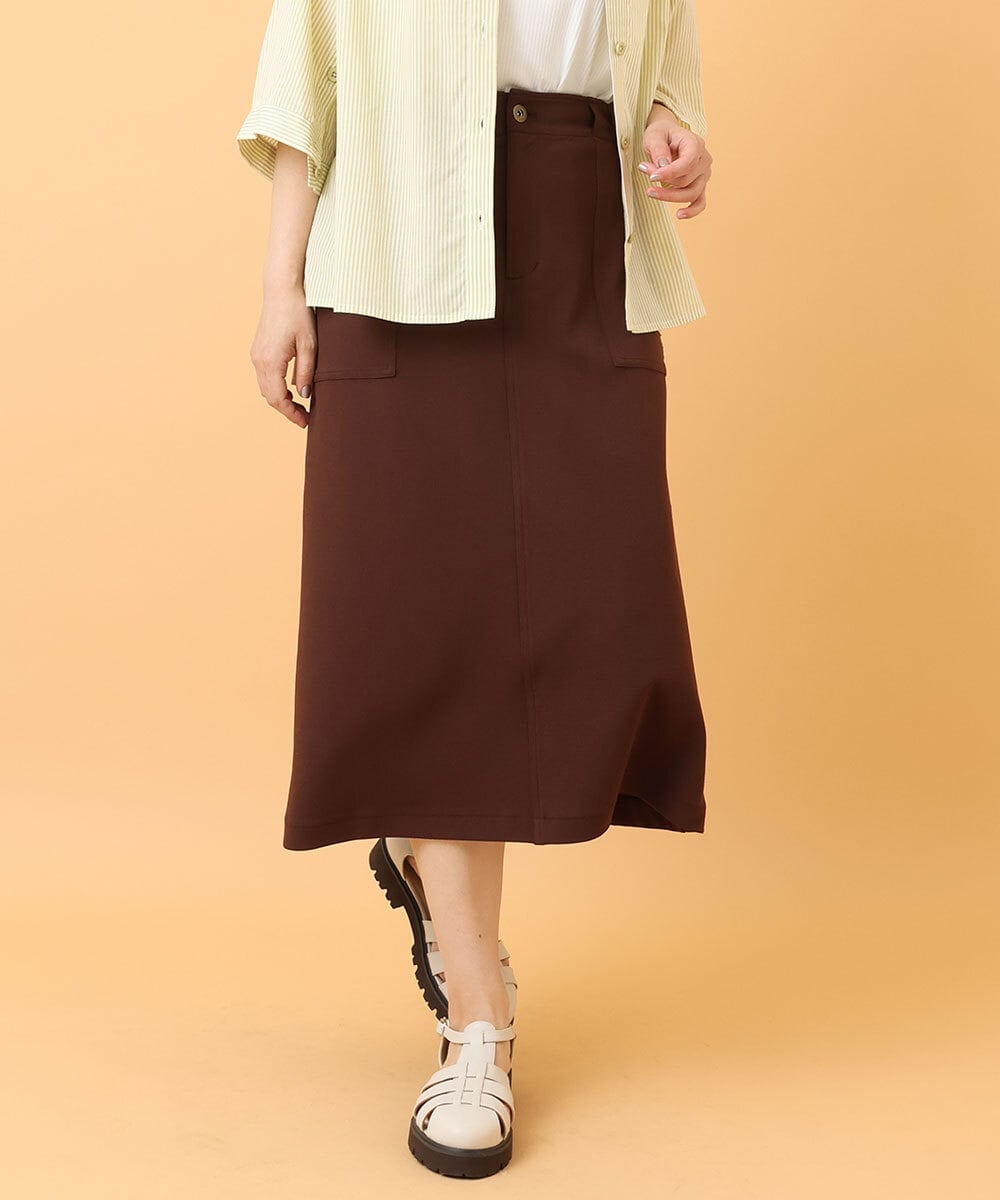 OLHIS18090 eur3(エウルキューブ) 【大きいサイズ】カットジョーゼットタイトスカート ダークブラウン(87)