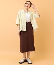OLHIS18090 eur3(エウルキューブ) 【大きいサイズ】カットジョーゼットタイトスカート ダークブラウン(87)