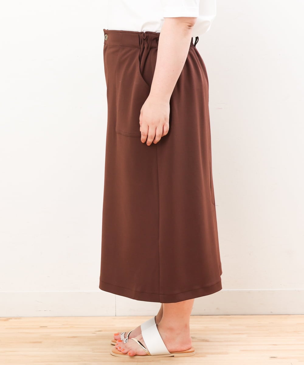OLHIS18090 eur3(エウルキューブ) 【大きいサイズ】カットジョーゼットタイトスカート ダークブラウン(87)