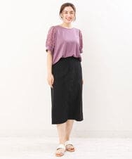 OLHIS18090 eur3(エウルキューブ) 【大きいサイズ】カットジョーゼットタイトスカート ブラック(94)