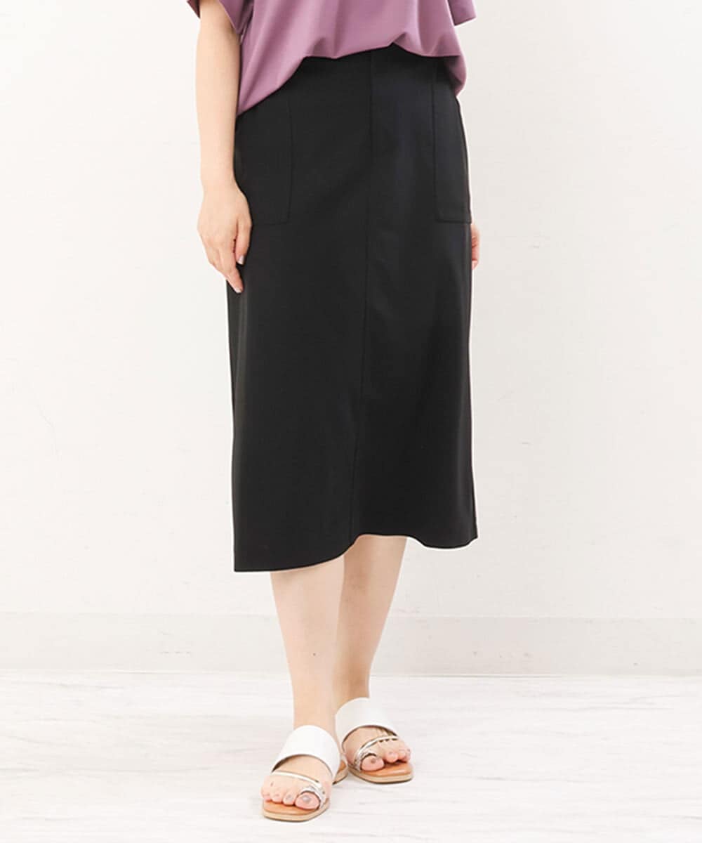 OLHIS18090 eur3(エウルキューブ) 【大きいサイズ】カットジョーゼットタイトスカート ブラック(94)