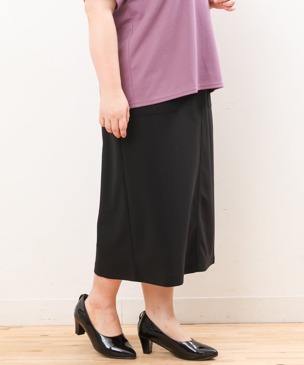 OLHIS18090 eur3(エウルキューブ) 【大きいサイズ】カットジョーゼットタイトスカート ブラック(94)