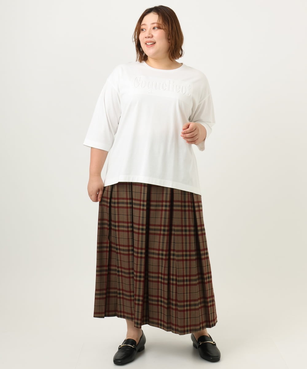 OLHKA02129 eur3(エウルキューブ) 【大きいサイズ】ワイドプリーツスカート モカ(84)