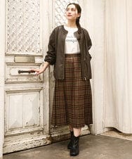 OLHKA02129 eur3(エウルキューブ) 【大きいサイズ】ワイドプリーツスカート モカ(84)