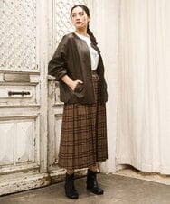 OLHKA02129 eur3(エウルキューブ) 【大きいサイズ】ワイドプリーツスカート モカ(84)