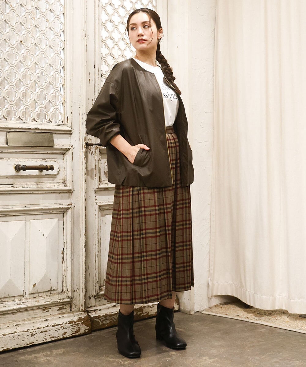 OLHKA02129 eur3(エウルキューブ) 【大きいサイズ】ワイドプリーツスカート モカ(84)